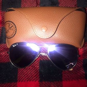 Genuine RayBan Aviators, gunmetal frames polarized